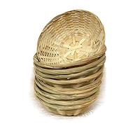 Sets Of Oval Round Woven Bamboo Fruit Snacks Bread Small Wicker Storage Gift Baskets 20cm (Round, 10)