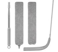 SetSail Dusters for Cleaning Retractable Gap Duster with Extension Pole 81-inch Long Handle Cleaning Tools Flat Dust Cleaner with 2 Microfiber Dusting Cloths for Under Appliances Furniture Fridge
