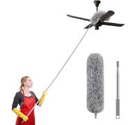 SetSail Extra-Long Dusters with Extension Pole 100-inch for Cleaning, Bendable Microfiber Head Washable Ceiling Fan Duster for High Ceilings, Furniture