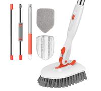 SetSail Floor Scrub Brush, 3-In-1 Tile Tub Floor Scrubber with 52-inch Adjustable Long Handle Shower Cleaner Brush and 3 Detachable Replacement Heads for Cleaning Bathroom Kitchen Walls Tub Tile