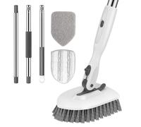 SetSail Tile Tub Scrubber Brush 3-in-1 Long Handle Shower Brush,White Grey