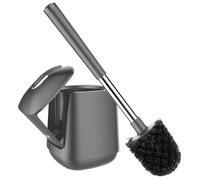 SetSail Toilet Brush and Holder, Self Closing Lid Toilet Bowl Brushes Holder and Extra Long Handle Ventilated Toilet Brush Set for Bathroom Cleaning, Nylon Bristles, Grey