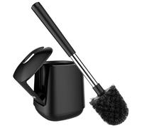 SetSail Toilet Brush and Holder, Self Closing Lid Toilet Bowl Brushes Holder and Extra Long Handle Ventilated Toilet Brush Set for Bathroom Cleaning, Nylon Bristles, Black