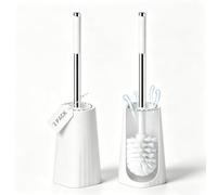 SetSail Toilet Brush, Holder Toilet Brushes for Bathroom,White,2 Packs | Compact Size Toilet Bowl Brush,Stainless Steel Handle Toilet Cleaner Brush, Durable Scrubbing Bristles,Splash-Proof