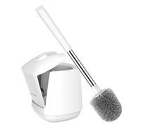 SetSail Toilet Brush, Self Closing Lid Toilet Bowl Brushes Holder and Extra Long Handle Ventilated Toilet Brush Set for Bathroom Cleaning, Nylon Bristles, Pure White