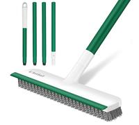 SetSail Upgraded Large 12 in Wide Floor Scrub Brush with 51-Inch Long Adjustable Handle 2 in 1 Scrape Brush Stiff Bristle Floor Scrubber for Cleaning Shower Bathroom Garage Kitchen Wall Deck Tub Tile