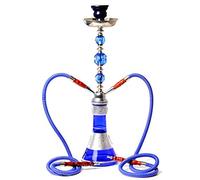 SETSCZY Shisha Hookah Cafe Style Genuine Egyptian, Hookah Set Large Double Pipe, Glass Hookah Set Large Arabic Double Hookah, Suitable for Families, Foreign Hotels, Bars, Clubs, Hotels,Blue