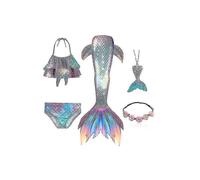 (Sett 1, 130) 5pcs/set Girls Mermaid Tail Swimsuit Children Mermaid Ariel Cosplay Costume Fantasy Beach Bikini