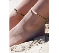 Setting Sol Women's Anna Freshwater Pearl Anklet 18k Gold Plated Titanium Tarnish Free + Waterproof PVD | Size: 4 cm Setting Sol Gold 4 cm
