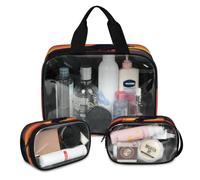 Setting Sun Black Cat Travel Makeup Bag for Women Men, Translucent Cosmetic Bags 3 Pcs Large Shower Wash Pouch Toiletry Cosmetic Toiletries Organizer