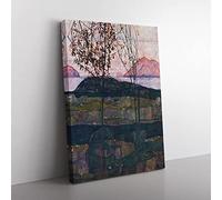 Setting Sun By Egon Schiele Classic Painting Canvas Wall Art Print Ready to Hang, Framed Picture for Living Room Bedroom Home Office Décor, 60x40 cm (24x16 Inch)