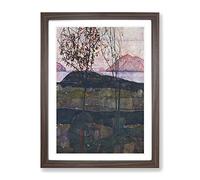 Setting Sun By Egon Schiele Classic Painting Framed Print | A4 Walnut Framed Wall Art | Ready to Hang | Classic Historical Picture | Living Room Bedroom Lounge Office
