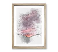 Setting Sun Sketch Abstract Painting Modern Framed Print | A4 Oak Framed Wall Art | Ready to Hang | Abstract Historical Picture | Living Room Bedroom Lounge Office