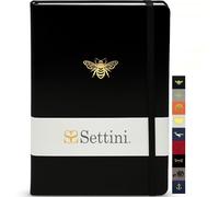 SETTINI Black Bee Writing Journal - Bee Gift for Women, A5 Vegan Leather Notebook, 192 Pages, Lay-Flat, Inner Pocket & Bookmark