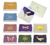 SETTINI Blank Note Cards,18 Pack All Occasion Assorted Greeting Cards, 9 Gold Foil Designs with Stickers and Envelopes 15 x 10 cm. For Thank You, Birthday and Christmas Gifts Messages