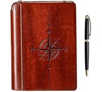 SETTINI® Journal for Men - Compass Journal for Writing Gift Set - Hardcover Vegan Leather, Unique Pen Holder, 192 Pages, 16 x 21.3 cm - Includes Pen and Gift Box