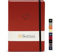 SETTINI Lined Journal - A5 Vegan Leather Notebook, 192 Archival-Quality Pages, QuillEase Bleed-Free Paper, Inner Pocket & Bookmark, Ideal for Journaling - Red Heart