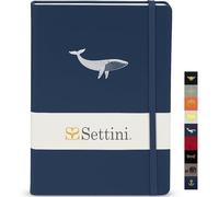 SETTINI Lined Journal - A5 Vegan Leather Notebook, 192 Archival-Quality Pages, QuillEase Bleed-Free Paper, Inner Pocket & Bookmark, Ideal for Journaling - Blue Whale