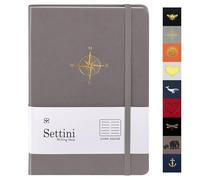 SETTINI® Lined Vegan Leather Journal A5 192 Pages, Grey Compass