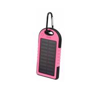 Setty 5,000 mAh Dual USB Solar Backup Battery with Carabiner, Pink