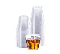 SETUP 5 oz Clear Hard Plastic Shot Glasses [100 Count] Small Disposable Shot Cups for Cocktails & Parties
