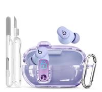Seucre Lock Case for Beats Solo Buds 2024, with 3-in-1 Cleaner & Keychain, Ekoonpft Soft TPU Cases Cover Compatibility with Beats Solo Buds Wireless Bluetooth Earbuds, Full Protection (Claer Purple)