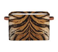 SEULIFE Animal Tiger Leopard Print Foldable Storage Basket, Large Collapsible Organizer Storage Bin Cube Toys Storage Boxes with Handles for Bathroom Kids Nursery Closet Storage, 1 Pack