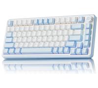SEUNKWANG EWEADN GS75 Wireless Mechanical Keyboard ASMR, 75% Gaming Keyboard Gasket Hot Swappable Custom Keyboards with RGB, Knob, PBT Keycaps BT5.0/2.4G/USB-C Creamy Keyboards Blue & White