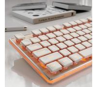 SEUNKWANG EWEADN GX710S Backlit Computer Keyboards, Wired USB Keyboard with Warm Backlit, Metal Panel, Plug and Play, Pudding Keycaps Full Size Quite Computer Keyboard for Win/PC/Laptop-Rose Gold