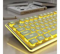 SEUNKWANG EWEADN GX710S Backlit Computer Keyboards, Wired USB Keyboard with Warm Backlit, Metal Panel, Plug and Play, Pudding Keycaps Full Size Quite Computer Keyboard for Win/PC/Laptop-Green