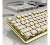 SEUNKWANG EWEADN GX710S Backlit Computer Keyboards, Wired USB Keyboard with Warm Backlit, Metal Panel, Plug and Play, Pudding Keycaps Full Size Quite Computer Keyboard for Win/PC/Laptop-Green