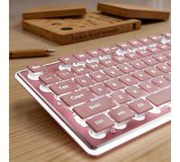 SEUNKWANG EWEADN GX710S Backlit Computer Keyboards, Wired USB Keyboard with White Backlit, Metal Panel, Plug and Play, Pudding Keycaps Full Size Quite Computer Keyboard for Win/PC/Laptop-Pink