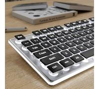 SEUNKWANG EWEADN GX710S Backlit Computer Keyboards, Wired USB Keyboard with White Backlit, Metal Panel, Plug and Play, Pudding Keycaps Full Size Quiet Computer Keyboard for Win/PC/Laptop-Black