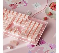 SEUNKWANG EWEADN TK100 Typewriter Keyboard Wired Mechanical Keyboard, 104 Keys Aesthetic Typewriter Keyboards with White Backlit, Anti-Ghosting, Blue Switch Wired Cute Keyboards-Pink