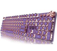 SEUNKWANG EWEADN Typewriter Style Mechanical Gaming Keyboard, LED Backlit, Media Control, Wired, Pink Switch