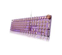 SEUNKWANG EWEADN Typewriter Style Mechanical Gaming Keyboard, LED Backlit, Media Control, Wired, Pink Switch