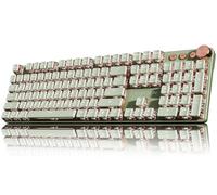 SEUNKWANG EWEADN V20 Wired Mechanical Keyboard, 104 Keys Backlit LED Keyboards, Media Control Knob, Wired Computer Keyboard Pink Switch for Windows/Mac/PC-Matcha Green