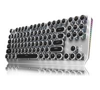 SEUNKWANG EWEADN Wireless Mechanical Typewriter Keyboard,80% Layout with White Backlit, Anti-Ghosting, Blue Switch Bluetooth/2.4GHz/USB-C Aesthetic Keyboard-Black