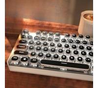 SEUNKWANG EWEADN Wireless Mechanical Typewriter Keyboard,80% Layout with White Backlit, Anti-Ghosting, Blue Switch Bluetooth/2.4GHz/USB-C Aesthetic Keyboard-Black