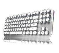 SEUNKWANG EWEADN Wireless Mechanical Typewriter Keyboard,80% Layout with White Backlit, Anti-Ghosting, Blue Switch Bluetooth/2.4GHz/USB-C Aesthetic Keyboard-White