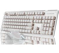 SEUNKWANG V3 Wireless Keyboard and Mouse with Single Backlit, Metal Panel, Bluetooth/2.4G Rechargeable Computer Keyboard and Mouse Combo Silent Light up Full Size Cute Keyboards-White