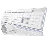 SEUNKWANG V3 Wireless Keyboard and Mouse with Single Backlit, Metal Panel, Bluetooth/2.4G Rechargeable Computer Keyboard and Mouse Combo Silent Light up Full Size Cute Keyboards-White