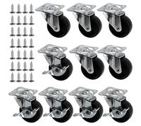 SEUNMUK 10 Pack 40mm Swivel Castors, Heavy Duty Caster Wheels for Moving, Furniture Castors with Screws Trolley Wheels for for Furniture, Equipment, Maximum Weight Per Unit 20Kg