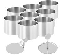 SEUNMUK 10 PCS Round Cake Ring Set, 7.5 x 5.5cm Stainless Steel Crumpet Rings Dessert Rings with Food Press and Spatula for Crumpets Cheesecake Pastry Desserts Cooking Eggs