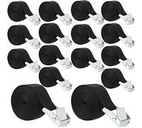 SEUNMUK 16 Pack 2m X 25mm Lashing Straps with Zinc Alloy Cam Buckle, Black Tie Down Strap Cam Buckle Locking Strap for Trucks Cargo Motorcycle Securing, Lawn Equipment