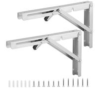 SEUNMUK 2 Pack 12 Inch Heavy Duty Folding Shelf Brackets, Collapsible Brackets, Hinged Bracket for Kitchen,Bathroom,Bookshelves,Beds, Outdoor, Max Load: 132lb/60KG