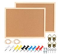 SEUNMUK 2 Pack 30 x 40 cm Large Cork Board, Cork Notice Boards A3 Pinboards with Push Pins Bulletin Boards for Wall Hanging and Office Need