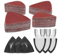 SEUNMUK 206 Pcs Oscillating Multi Tool Sanding Pads Kit, 3 Triangle Sanding Pads and 3 Finger Sanding Pad, 100PCS Triangle Sandpaper and 100PCS Finger Sandpaper for Woodworking