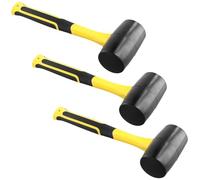 SEUNMUK 3 Pack 16 oz Rubber Hammer, Heavy Duty Mallet, Solid Rubber Mallet with Handing Hole for Floor coverings Carpentry Automotive Work, Yellow Black
