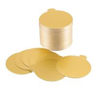 SEUNMUK 300 PCS 3.5 Inch Cake Boards, Mini Round Cake Base, Food Grade Grease-Proof Disposable Golden Cake Cardboard Mousse Cake Base, Cake Drum for Small Cakes